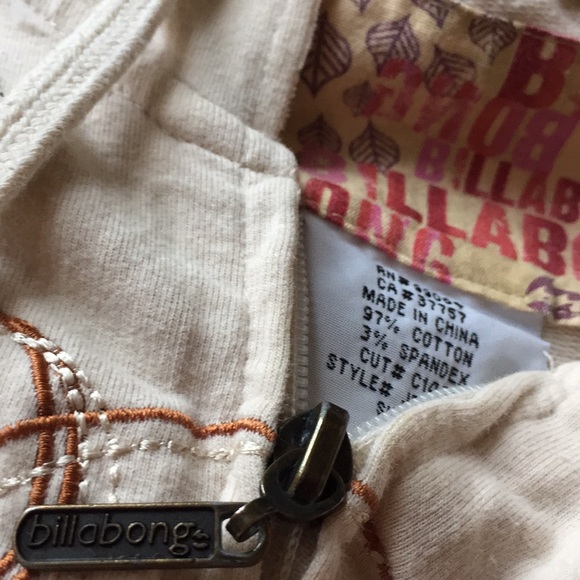 Billabong cream hoodie/copper script logo/Pockets - Picture 4 of 8